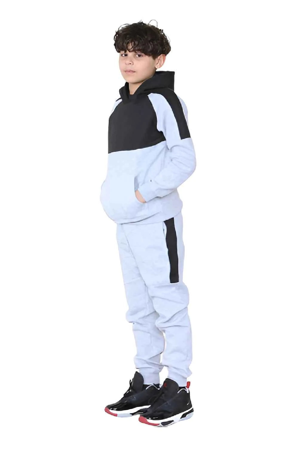 Kids Plain Hooded Side Panel Tracksuits