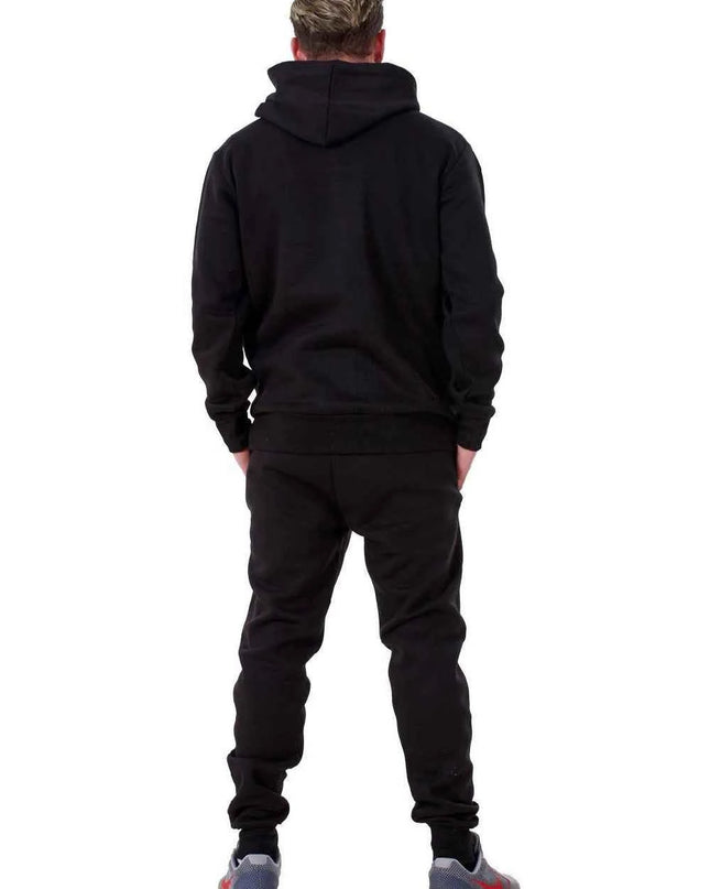 Mens Tracksuit Fleece Pullover Hooded Front Stripe
