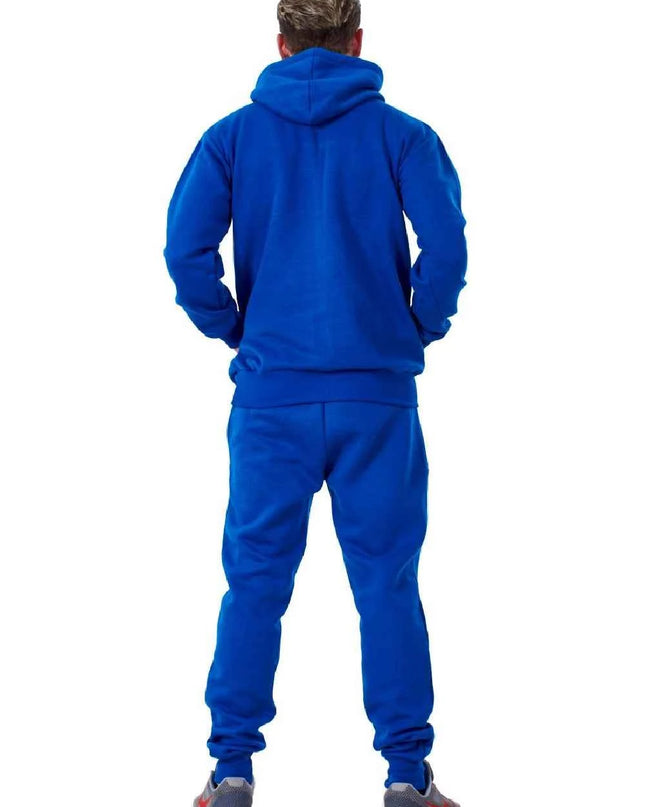 Mens Tracksuit Fleece Pullover Hooded Front Stripe
