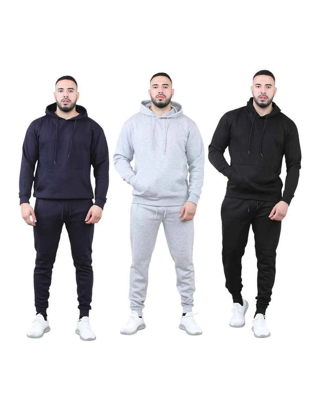 Men's 2pcs Solid Pocket Hoodie & Drawstring Waist Sweatpants Set