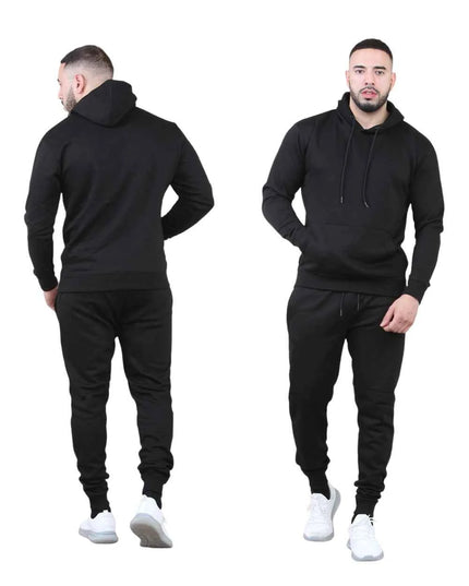 Men's 2pcs Solid Pocket Hoodie & Drawstring Waist Sweatpants Set
