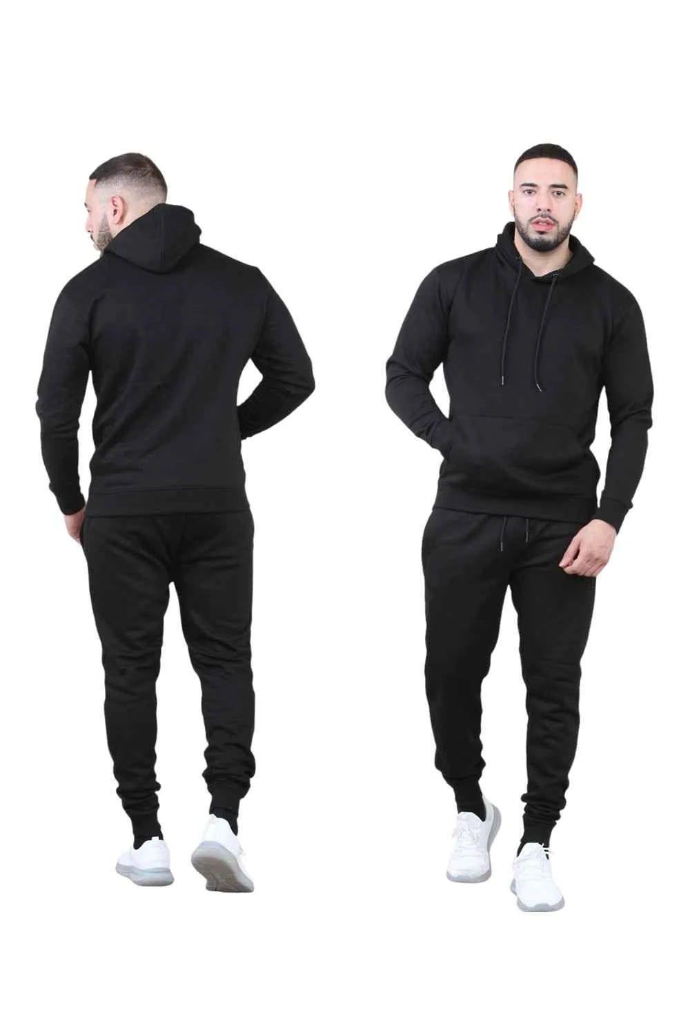 Men's 2pcs Solid Pocket Hoodie & Drawstring Waist Sweatpants Set