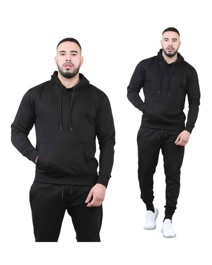 Men's 2pcs Solid Pocket Hoodie & Drawstring Waist Sweatpants Set