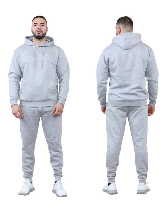 Men's 2pcs Solid Pocket Hoodie & Drawstring Waist Sweatpants Set