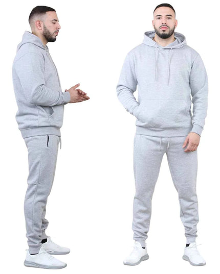 Men's 2pcs Solid Pocket Hoodie & Drawstring Waist Sweatpants Set