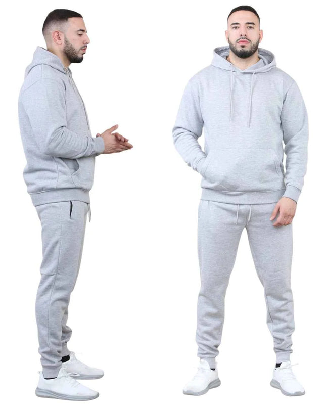 Men's 2pcs Solid Pocket Hoodie & Drawstring Waist Sweatpants Set
