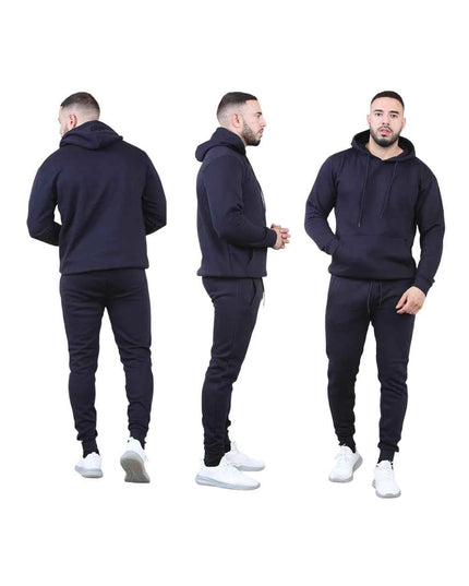 Men's 2pcs Solid Pocket Hoodie & Drawstring Waist Sweatpants Set