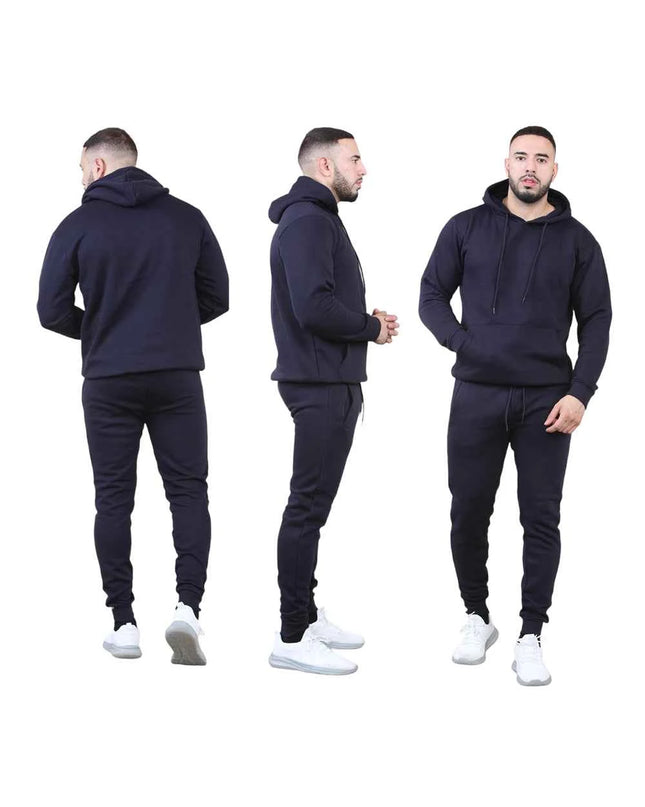 Men's 2pcs Solid Pocket Hoodie & Drawstring Waist Sweatpants Set