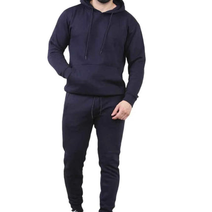 Men's 2pcs Solid Pocket Hoodie & Drawstring Waist Sweatpants Set