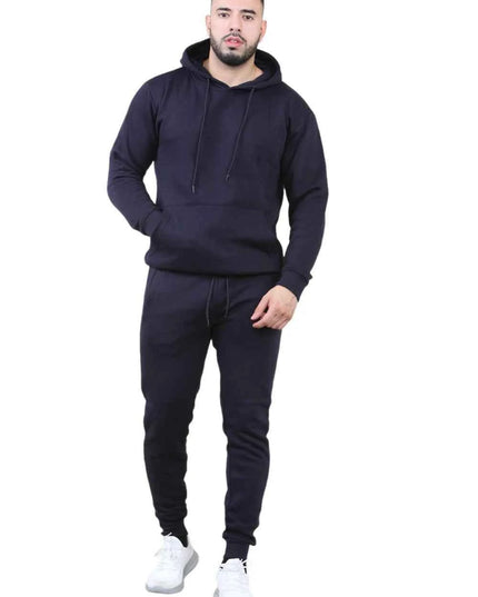 Men's 2pcs Solid Pocket Hoodie & Drawstring Waist Sweatpants Set