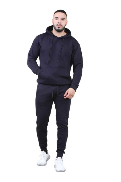 Men's 2pcs Solid Pocket Hoodie & Drawstring Waist Sweatpants Set