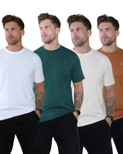 Pack of 4 Organic Cotton Men's Round Neck T-Shirts