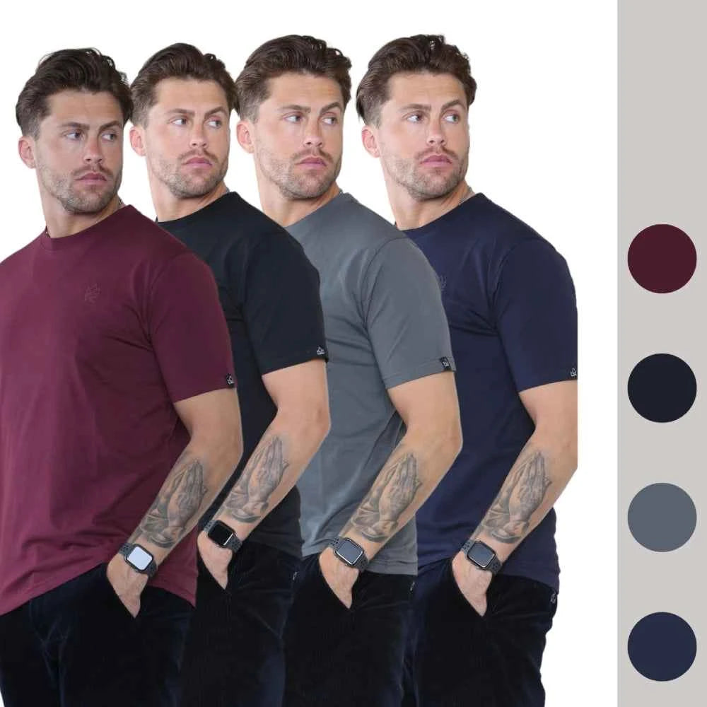 Pack of 4 Organic Cotton Men's Round Neck T-Shirts