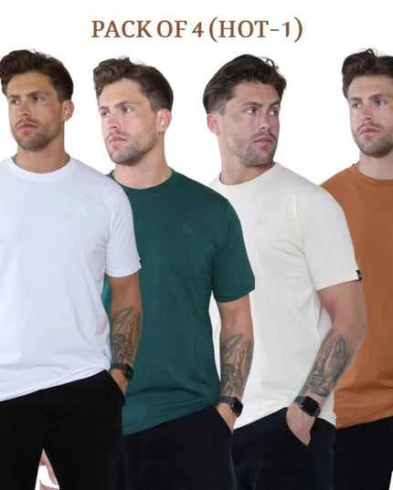 Pack of 4 Organic Cotton Men's Round Neck T-Shirts