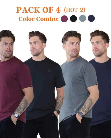 Pack of 4 Organic Cotton Men's Round Neck T-Shirts