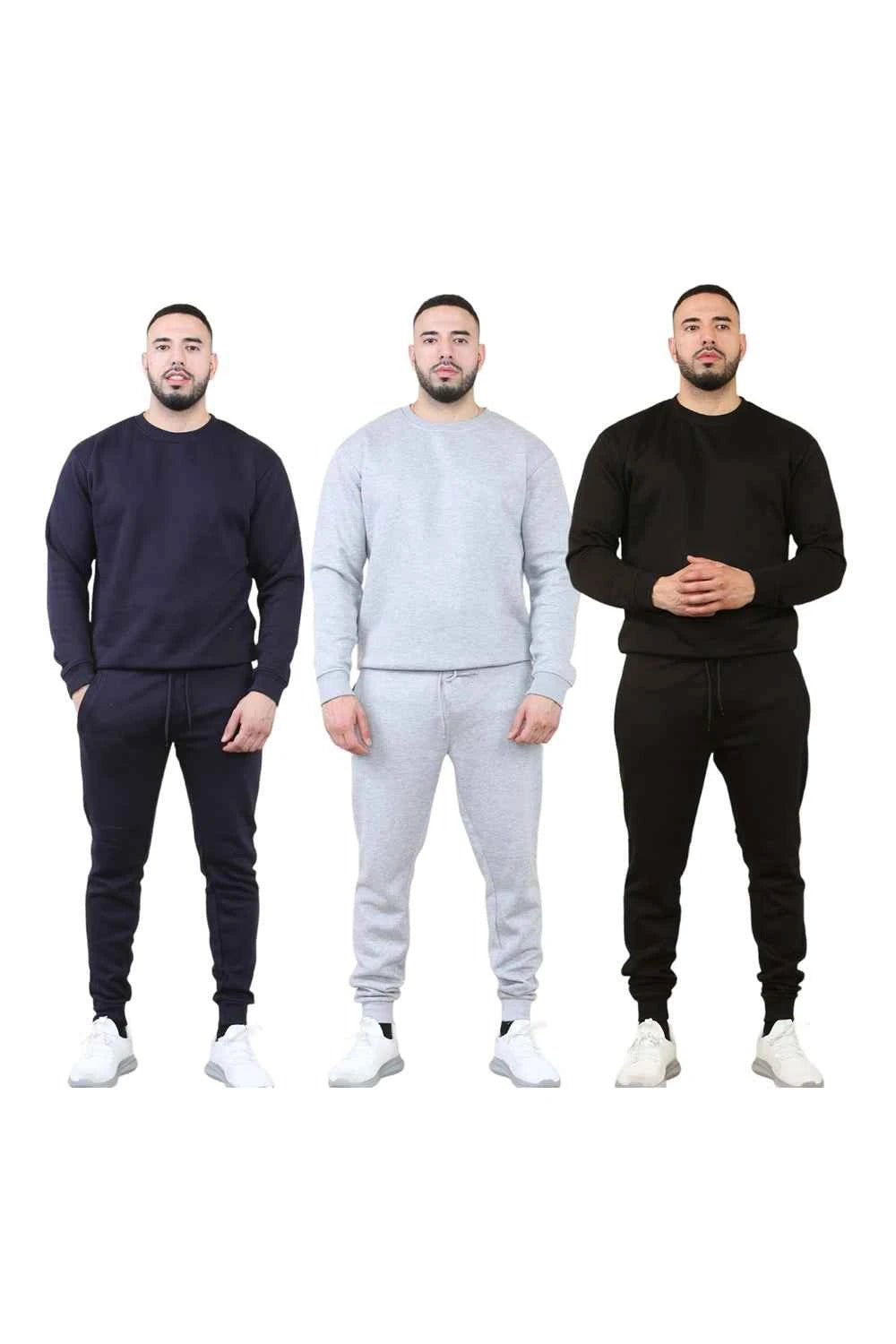 Men's 2pcs Solid Jogger Set Drawstring Waist Pants & Sweatshirt