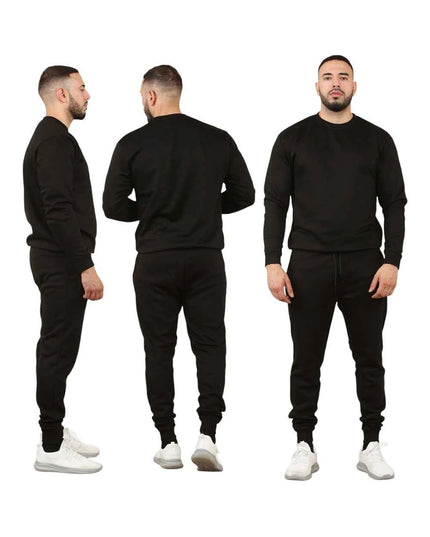 Men's 2pcs Solid Jogger Set Drawstring Waist Pants & Sweatshirt