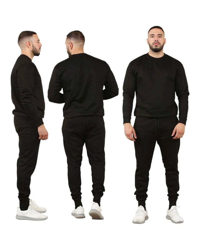 Men's 2pcs Solid Jogger Set Drawstring Waist Pants & Sweatshirt