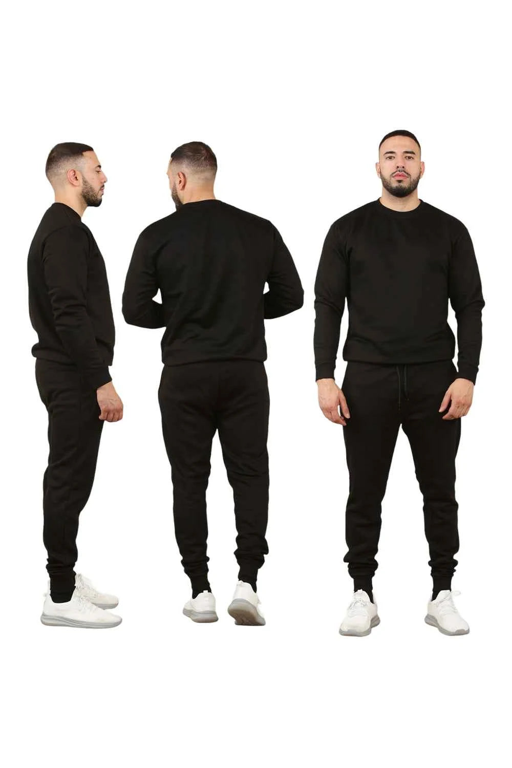 Men's 2pcs Solid Jogger Set Drawstring Waist Pants & Sweatshirt