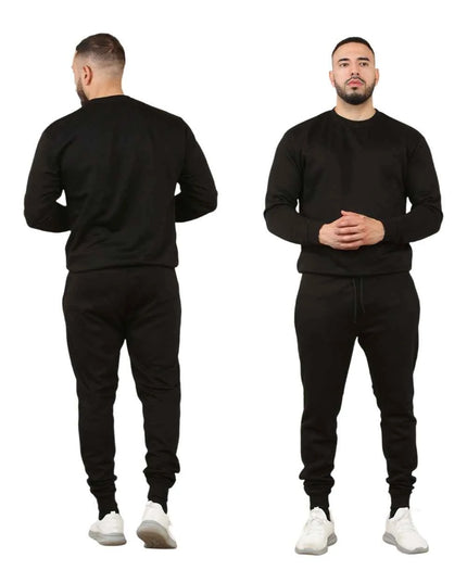 Men's 2pcs Solid Jogger Set Drawstring Waist Pants & Sweatshirt