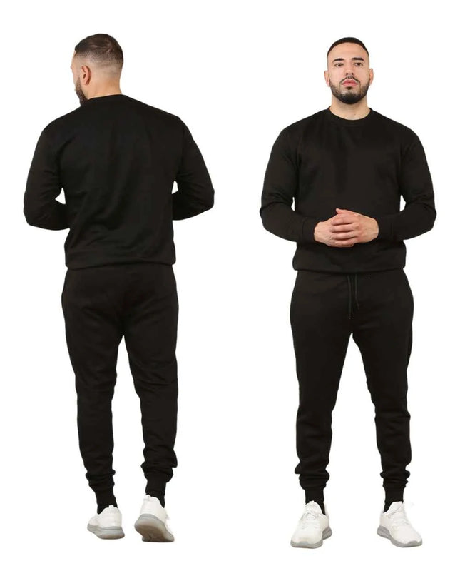 Men's 2pcs Solid Jogger Set Drawstring Waist Pants & Sweatshirt