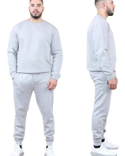 Men's 2pcs Solid Jogger Set Drawstring Waist Pants & Sweatshirt