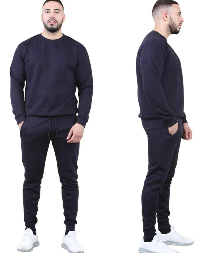 Men's 2pcs Solid Jogger Set Drawstring Waist Pants & Sweatshirt