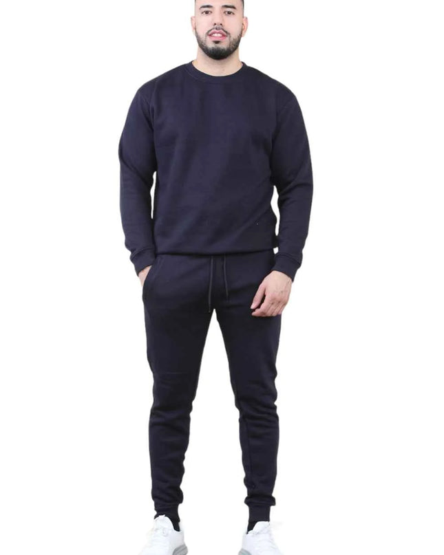 Men's 2pcs Solid Jogger Set Drawstring Waist Pants & Sweatshirt