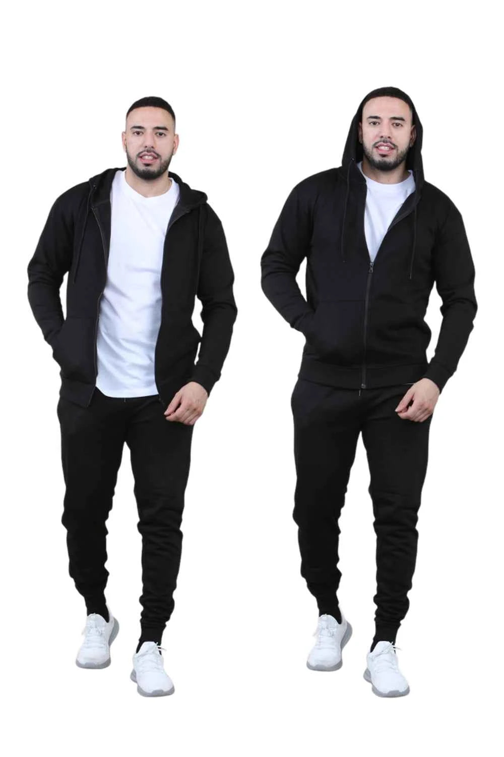 Men's 2 pcs Zipper Hoodie & Drawstring Waist Pant Set ,Co-ord Set