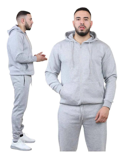 Men's 2 pcs Zipper Hoodie & Drawstring Waist Pant Set ,Co-ord Set
