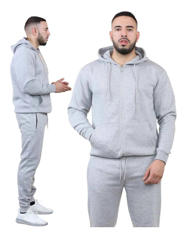 Men's 2 pcs Zipper Hoodie & Drawstring Waist Pant Set ,Co-ord Set