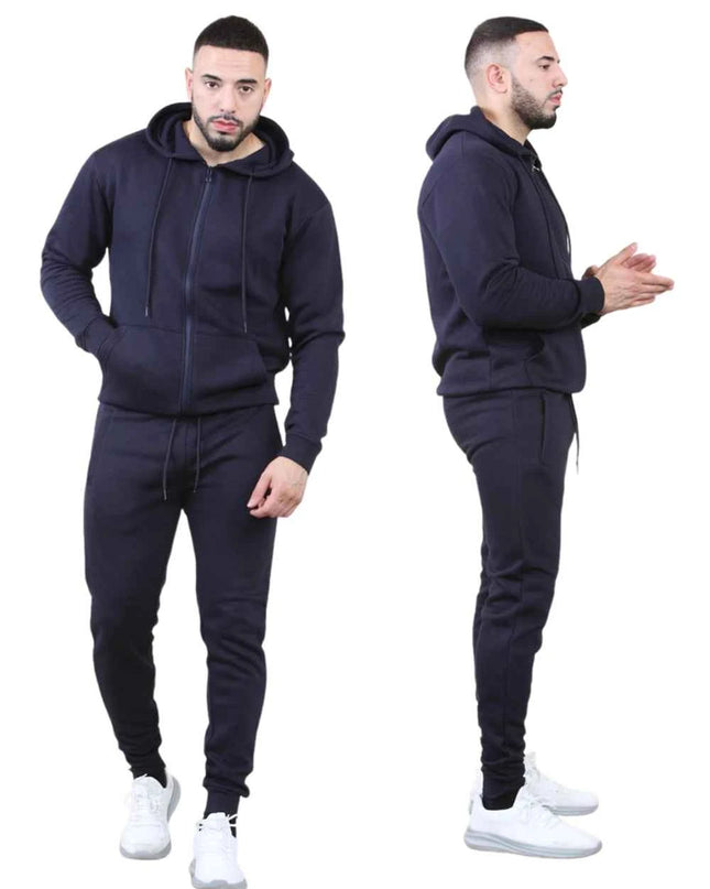 Men's 2 pcs Zipper Hoodie & Drawstring Waist Pant Set ,Co-ord Set