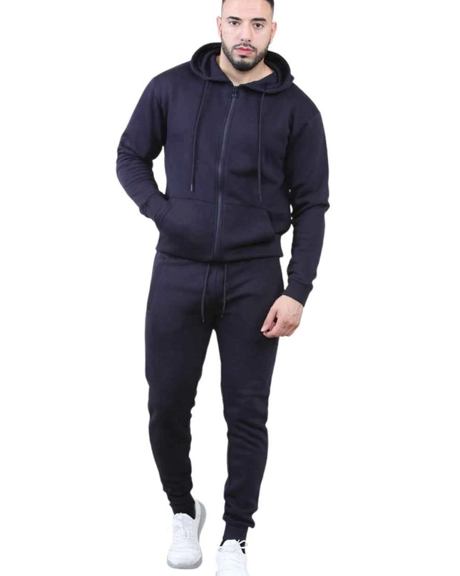 Men's 2 pcs Zipper Hoodie & Drawstring Waist Pant Set ,Co-ord Set